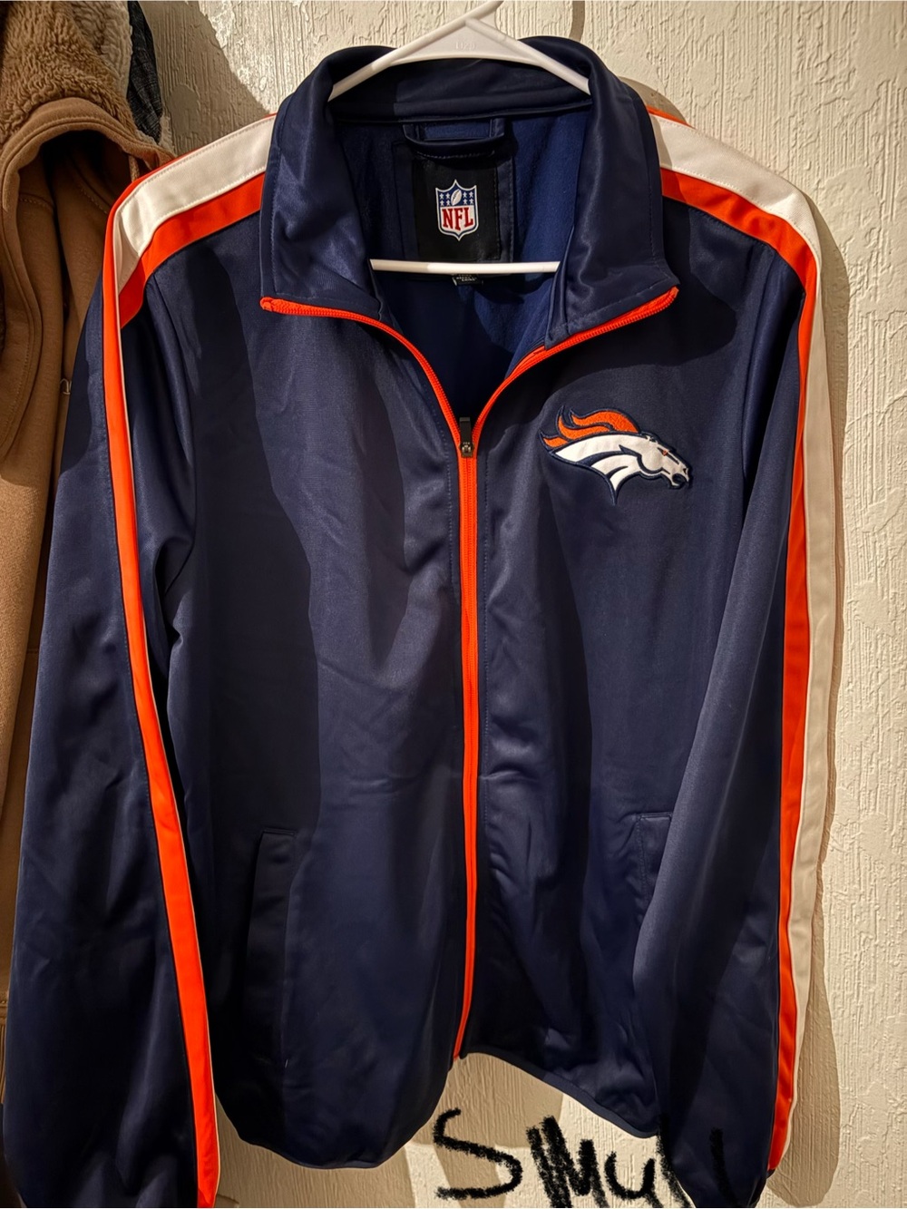 NFL Denver Broncos Navy and Orange Lightweight Track Jacket